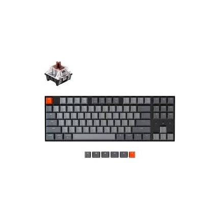 Геймърска Механична клавиатура Keychron K8 TKL, Hot-Swappable Gateron Optical Brown Switch RGB Backlight